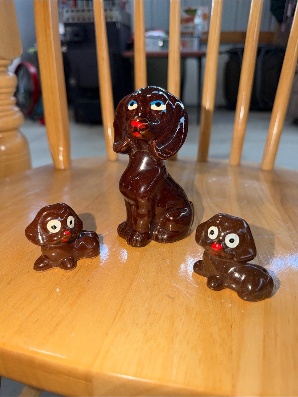 Vintage Pottery Mom and Puppies Set of 3